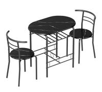 Set Tavolo Moderno Con 2 Sedie Per Sala Da Pranzo, Set 3 Pezzi Mobili Salvaspazio Da Cucina, Balcone, Ristorante O Bar, Marrone E Nero