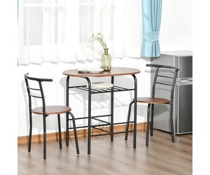 Set Tavolo Moderno con 2 Sedie per Sala da Pranzo, Set 3 Pezzi Mobili Salvaspazio da Cucina, Balcone, Ristorante o Bar, Marrone e Nero