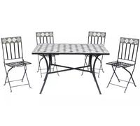 SET TAVOLO MOSAICO DA GIARDINO 4 SEDIE IN CERAMICA RETTANGOLARE ARREDO ESTERNO