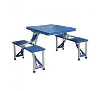 Set Tavolo Pieghevole con 4 Sgabelli in Alluminio Blu