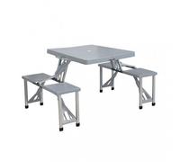 Set Tavolo Pieghevole con 4 Sgabelli in Alluminio Grigio Pic Nic