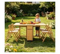Set Tavolo Pieghevole Salvaspazio,scrivania Mobile Per Appartamenti | Tavolo Da Cucina Allungabile Con 4 Sedie Pieghevoli E Vano Portaoggetti Nascosto