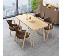 Set Tavolo Pranzo Rettangolare Con 4 Sedie Combinazione Tavolo Pranzo E Sedie per Il Tempo Libero Piastra Spessa 25 Mm Comoda Spugna Rimbalzante Adatto per Casa Salotto e Balcone Log +brown cloth