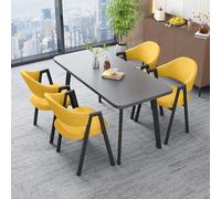 Set Tavolo Pranzo Rettangolare Con 4 Sedie Combinazione Tavolo Pranzo E Sedie per Il Tempo Libero Piastra Spessa 25 Mm Comoda Spugna Rimbalzante Adatto per Casa Salotto e Balcone gray + yellow cloth