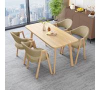 Set Tavolo Pranzo Rettangolare Con 4 Sedie Combinazione Tavolo Pranzo E Sedie per Il Tempo Libero Piastra Spessa 25 Mm Comoda Spugna Rimbalzante Adatto per Casa Salotto e Balcone Log + khaki cloth