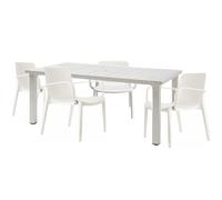 Set Tavolo rettangolare Ercole S-c-a-b 170x100 cm + 4 Sedie Ginevre Lounge bianc