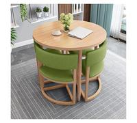 Set tavolo rotondo con 4 sedie impilabili, salvaspazio, tavolo da pranzo e patio (verde)