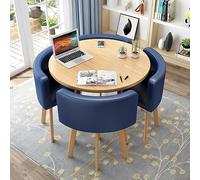 Set tavolo rotondo con 4 sedie, mobili moderni per sala da pranzo, cucina o ufficio, ideale per piccoli spazi e conferenze