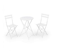 Set Tavolo rotondo e 2 Sedie da Esterno Pieghevoli in Metallo Bianco per Balcone e Giardino 3 Pezzi tutti Richiudibili salvaspazio Tavolino con sedie Arredo Esterno interno