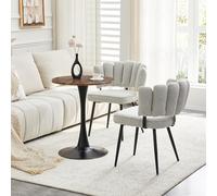Set Tavolo Rotondo e 2 Sedie in MDF e Tessuto, Grigio e Noce, 3 Pezzi