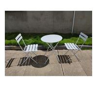Set Tavolo Rotondo e 2 Sedie Pieghevoli per Terrazzo Giardino Balcone Esterno