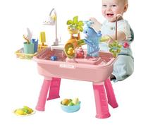 Set Tavolo Sensoriale Ad Acqua 4 In 1 Per Bambini - Gioco Educativo Di Finzione, Include Rubinetto Elettrico, Stoviglie Da Cucina, Giocattoli Da Piscina, Lavello Per Lavare I Piatti E Gioco Di Pesca P