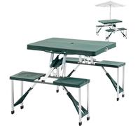 Set Tavolo Tavolino Pieghevole Pic Nic Campeggio Alluminio Con 4 Sgabelli Verde