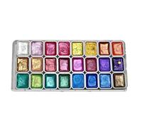 Set - Tavolozza | Set di pittura floreale perlescente a 24 colori, acquerelli metallici e solidi per artisti, studenti, hobbisti