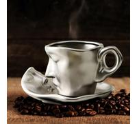 Set tazza da latte e piattino in ceramica Bacio del viso per un compleanno