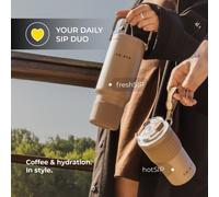 Set tazza da viaggio e bicchiere termici CHiATO Home hot & fresh SIP Choco Brown - Marrone