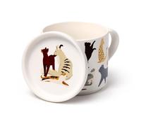 Puckator Set Tazza Gatto in Porcellana e Sottobicchiere/Coperchio - Gatti Feline Fine - Regalo Donna