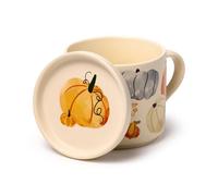 Set Tazza in Porcellana e Sottobicchiere/Coperchio - Zucca - The, Colazione, Caffè