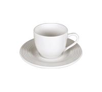 Tognana Polis Circles Confezione 6 Tazze da caffè con Piattini, Porcellana, Bianco, 6x6x4 cm