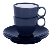 Set tazzine campeggio antislip 2 pz plastica abs con piatto Blu 0830066C.C22