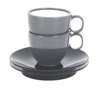 Set tazzine campeggio antislip 2 pz plastica abs con piatto Grigio 0830066C.C06