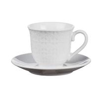 Set Tazzine Tazze caffe' con piattini in porcellana 6 pezzi Bianche