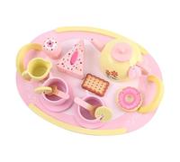 Set Tea Party Giocattolo Educativo 16 Pezzi in Legno con Dolci