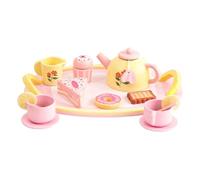 Set Tea Party,In Legno Con Dolci Gioco Di Imitazione 16 Pezzi | Servizio Da Tè Per Bambina,Per La Festa Dei Bambini, Il Giorno Del Ringraziamento, 6-8 Anni, Bambine
