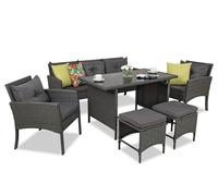 Set Technorattan con pouf Bari Garden Point antracite