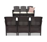 Set Technorattan Lido per 6 persone marrone Bica