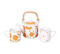 Set teiera e due tazze in porcellana 640 ml, arance, Fruit Life