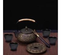 Set teiera in ghisa stile giapponese da 0,9 l con infusore per tè sfuso e piano cottura, bollitore per tazze da tè Kungfu con sottopentola, regali per uomini adulti donne compleanno Natale