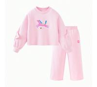Set termico a maniche lunghe per ragazze, stile dolce antibatterico, nuovo anno 2026 invernale Vesti la tua bambina con uno stile caldo e festoso quest'inverno con il set 2 pezzi foderato in pile per