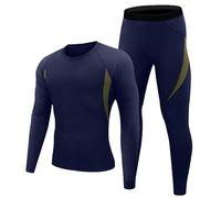 Set termico da uomo caldo per l'inverno, casual e alla moda, in velluto, ad asciugatura rapida, assorbente, traspirante, per ciclismo, fitness, sport all'aria aperta, per allenamento a casa, Marina