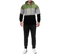 Set termico da uomo tuta calda 2026 tute da jogging da uomo casual atletico 2 pezzi felpe abbinate pantaloni della tuta set per allenamento a casa sport, Verde, M