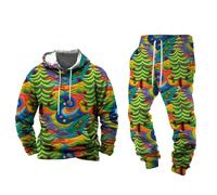 Set Termico Imbottito in Pile da Uomo, Completo Pigiama Caldo in Peluche di Natale, Felpa e Pantalone con Stampe Natalizie, Vestiti da Casa Brutti per Autunno e Inverno, verde, XXXL