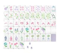 Set Tessere Mahjong 4 Strati Mahjong Americano | 3 Dadi Set Mahjong 160 Pezzi Design Premium per Casa e Incontri Sociali(Floral)