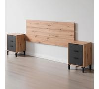 Set Testiera Letto Matrimoniale Con 2 Comodini Design Moderno Per Letti 135 E 150 cm Con Cassetti Per Camera Da Letto Cameretta Design Moderno Karbala 60 x 160 x 2,5 Cm Rovere e Grigio Antracite