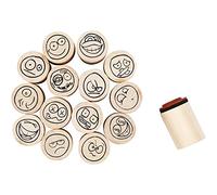 Set timbri Smiley, 15 pezzi assortiti Ø 2 cm, timbri in legno