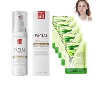 Set Tinted Sunscreen SPF60,Aloe Vera Repairing Mask 5PC,Uniforma L'Incarnato, Unisce Primer E Base, Leggero E Idratante, Lenisce E Calma La Pelle, Previene Le Scottature Solari