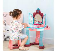 Set Toeletta con Sgabello per Bambini da 3-6 Anni, Luci, Musica e Accessori Inclusi