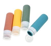 Set Toeletta da Viaggio 90ml in PP e Silicone, 4 Pezzi | Contenitori Ricaricabili Codice Colore, per Doccia e Articoli Igiene, Zaino Palestra, senza Perdite