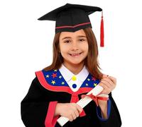 Set Toga e Tocco per Bambini 3-16 Anni Costume Uniforme per Cerimonia Diploma Asilo Scuola Materna e Primaria con Stola Cappello e Nappina Kit Completo Graduazione Set Fotografico Ricordo Del Diploma