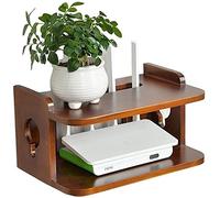 Set-top Box Shelf Router Storage Box Wall-Mounted Punch-Free WiFi Shelf Wire Storage Display Holder Home Decor (Color : White Size : 302015.5cm) (Brown 30 * 20 * 15.5cm)