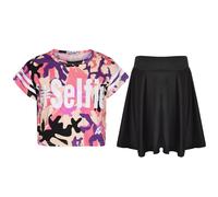 Set Top Crop E Gonna Skater In Stampa Camouflage Rosa Baby E Charcoal