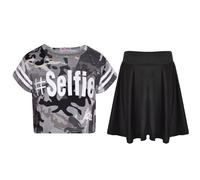 Set Top Crop E Gonna Skater In Stampa Camouflage Rosa Baby E Charcoal