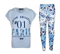 Set Top E Leggings Alla Moda Per Ragazze Con Stampa Floreale Età 7-13 Anni