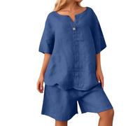 Set top e pantaloncini da donna 2026 con tessuto in poliestere, maglietta a due pezzi da donna, abbigliamento casual progettato per le giornate estive, gamma di colori beige, blu, kaki, blu navy