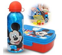 Set Topolino Disney di 2 borracce estive con portapranzo per sandwich, a prova di perdite, lavabile in lavastoviglia, senza BPA, ideale per sport e bici