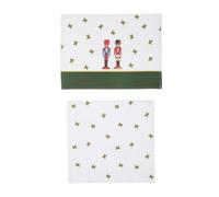 Set tovaglietta e tovagliolo Schiaccianoci Natale bianco in cotone